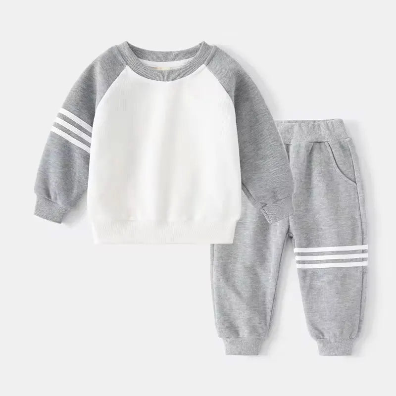 Spring & Autumn Kids Patchwork Tracksuit – 2-Piece Set