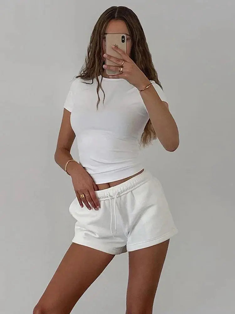 2023 Spring New Women’s Casual Solid Crop Top - Soft & Stretchy Summer Tee Sparkling Chamber