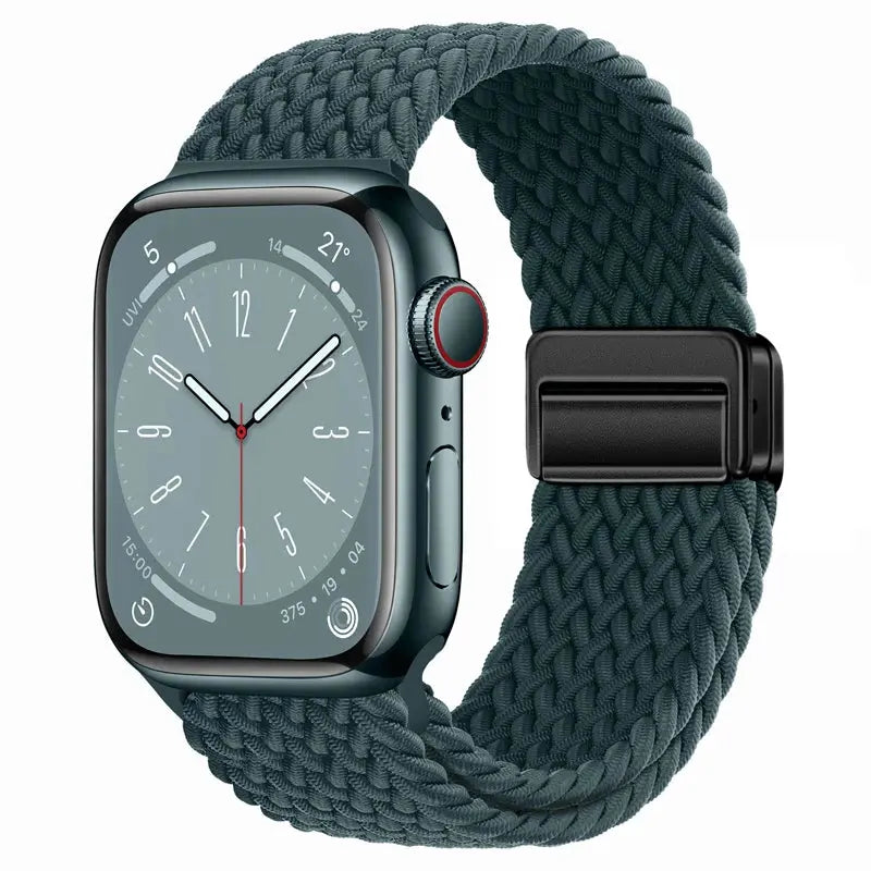 Nylon Braided Strap for Apple Watch 38-49mm, Magnetic Buckle iWatch Band Sparkling Chamber