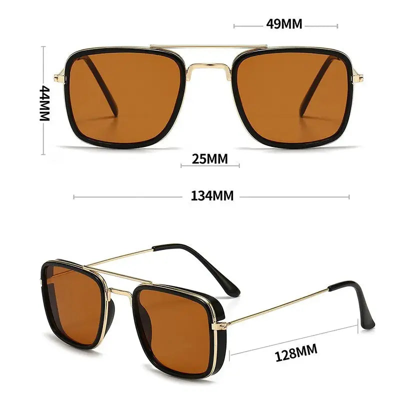 Fashion Sunglasses European and American Metal Small Square Frame Korean Version Glasses Retro Square Sunglasses UV Protection Sparkling Chamber