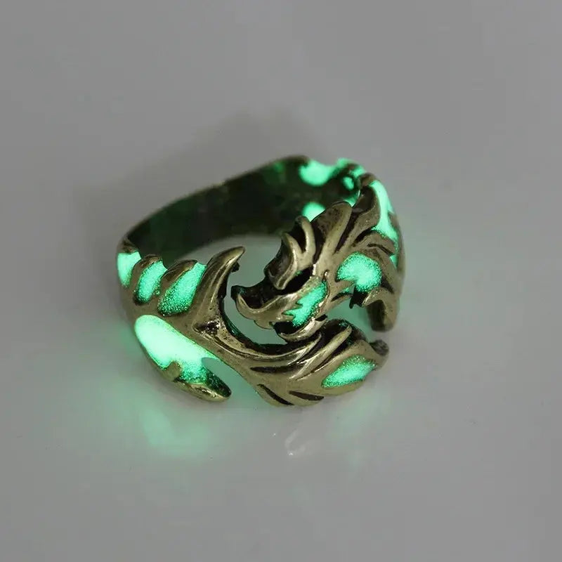 2024 Luminous Dragon Gothic Stainless Steel Ring Sparkling Chamber