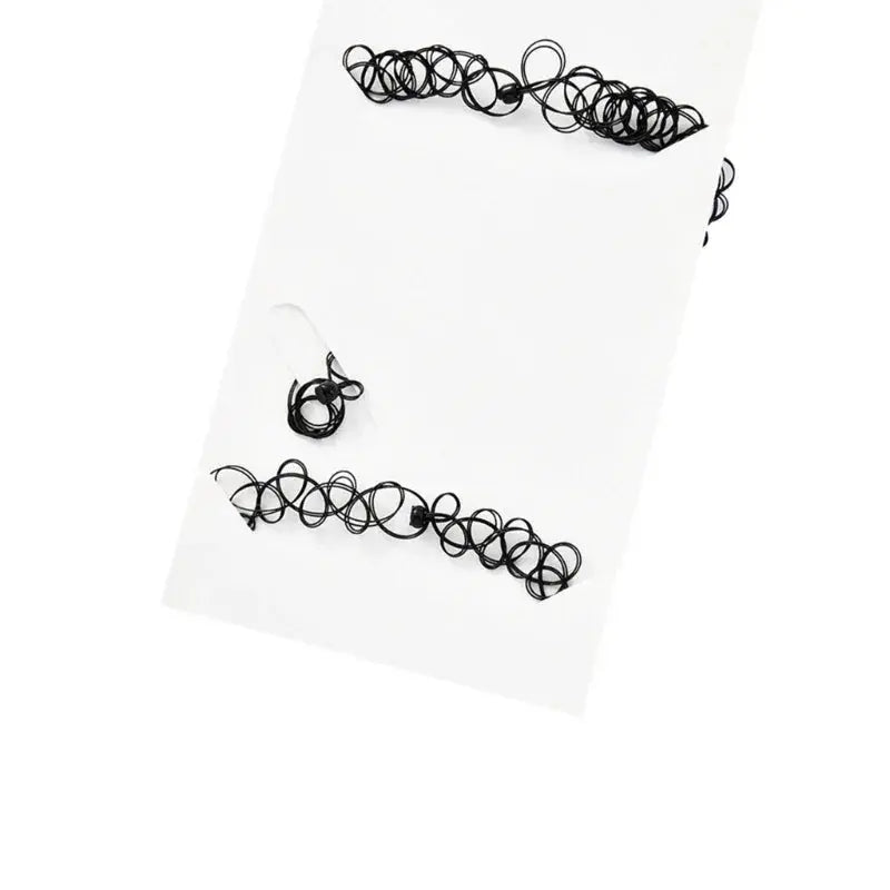 Black Fishing Line Letter Tattoo Jewelry Set for Women Sparkling Chamber