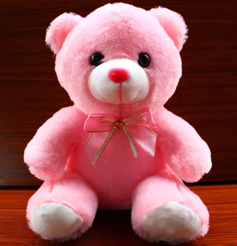 22cm Luminous LED Teddy Bear - Glowing Pink Plush Toy for Kids Sparkling Chamber