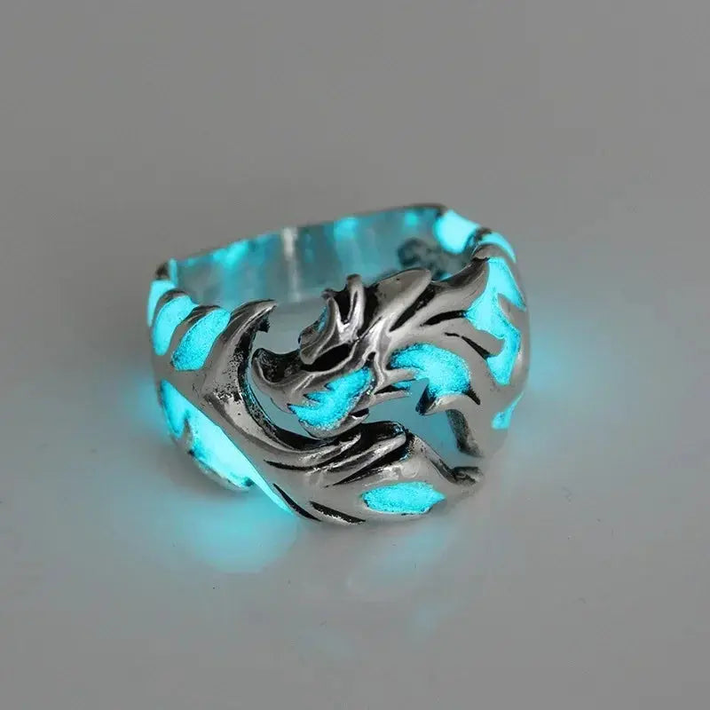 2024 Luminous Dragon Gothic Stainless Steel Ring Sparkling Chamber