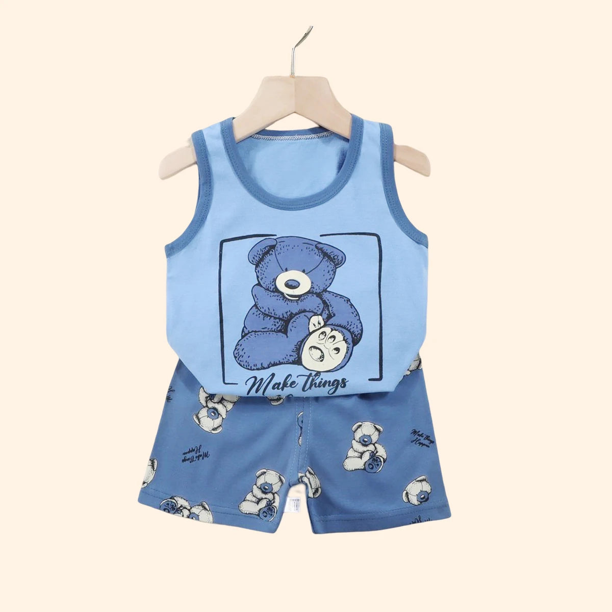 2PCS Children Clothing Vest Suit Children's Sets Summer Cotton T-Shirts Shorts Boys Girls