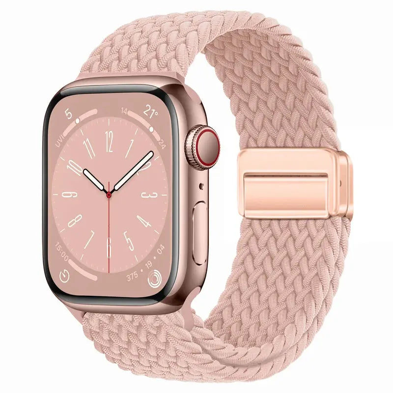 Nylon Braided Strap for Apple Watch 38-49mm, Magnetic Buckle iWatch Band Sparkling Chamber