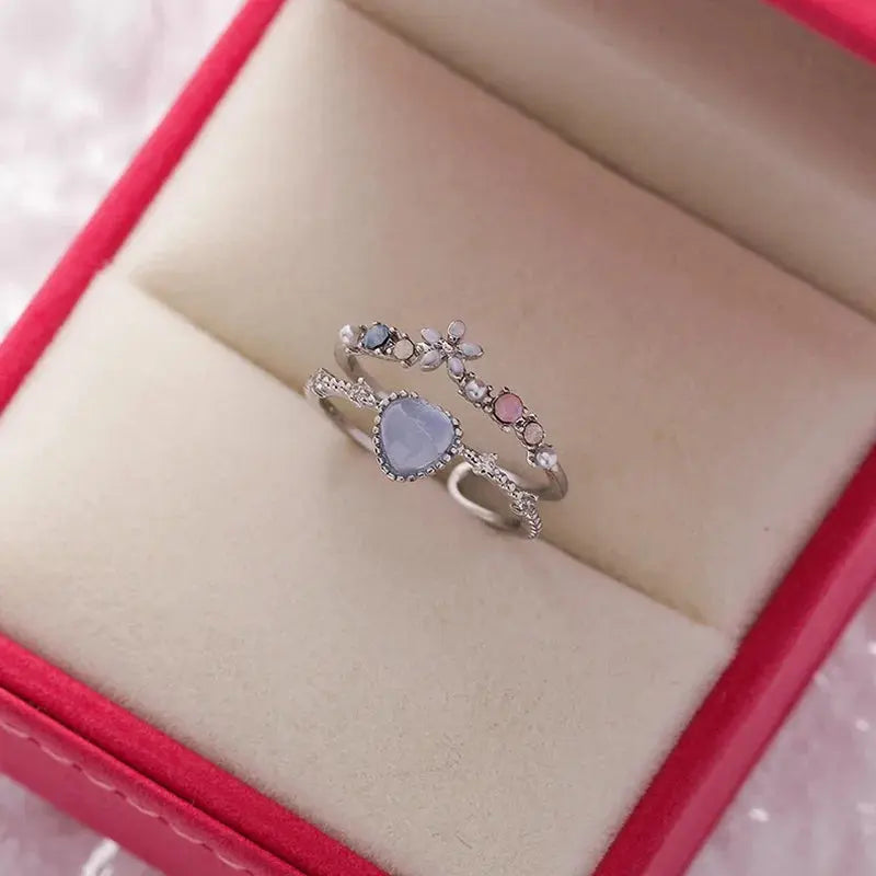 Korean Delicate Flower Zircon Rings for Women Sparkling Chamber