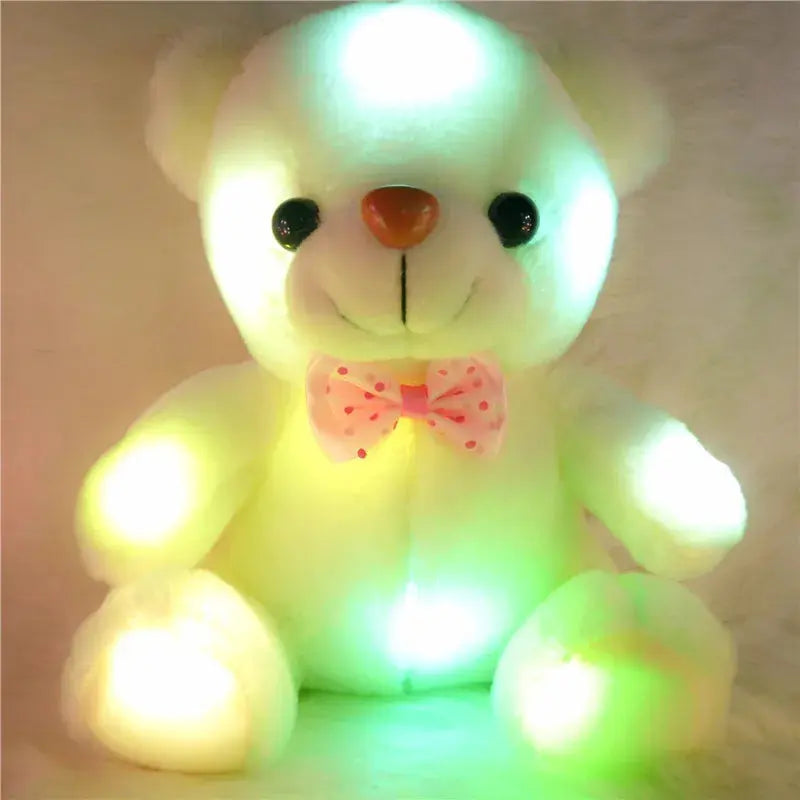 22cm Luminous LED Teddy Bear - Glowing Pink Plush Toy for Kids Sparkling Chamber