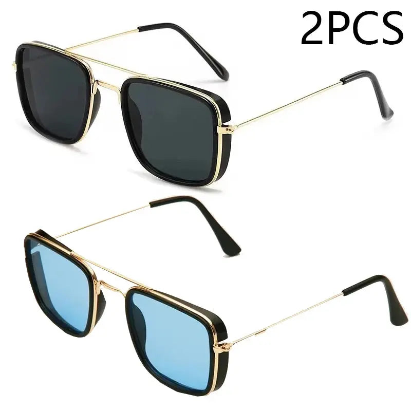 Fashion Sunglasses European and American Metal Small Square Frame Korean Version Glasses Retro Square Sunglasses UV Protection Sparkling Chamber