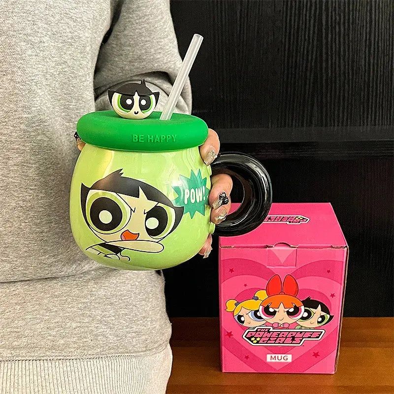 The Powerpuff Girls Cute Cartoon Ceramic Coffee Cup Blossom Bubbles Buttercup Sparkling Chamber