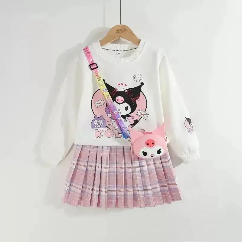 Kuromi Preppy Outfit – Sweater & Pleated Skirt Set for Girls Sparkling Chamber