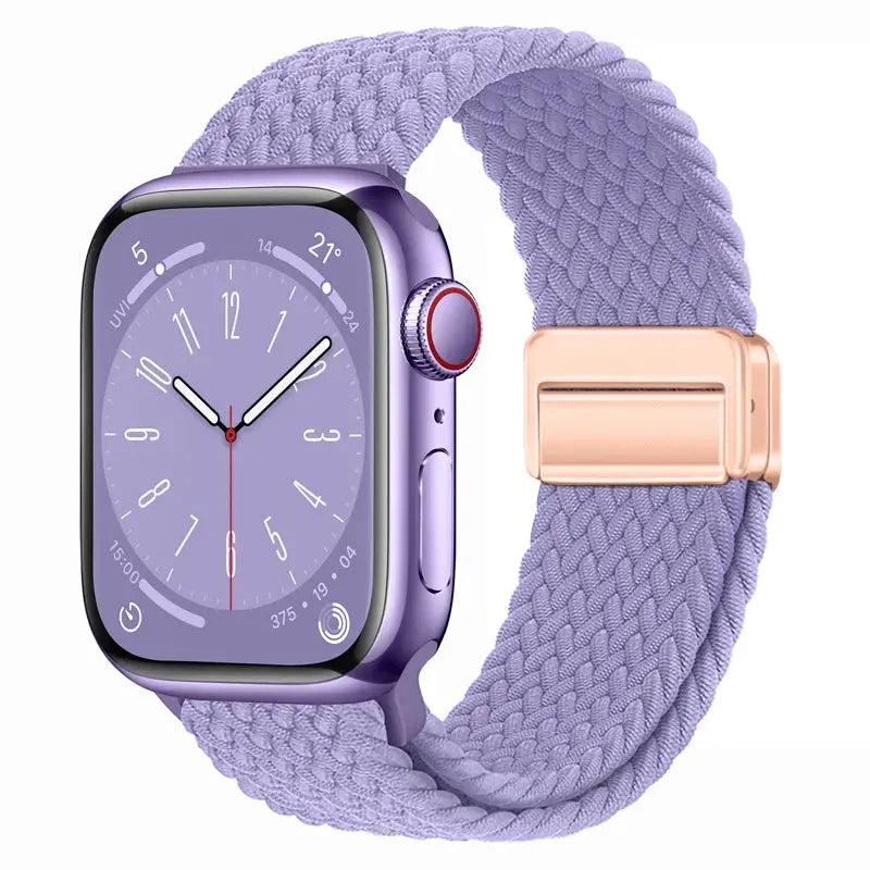 Nylon Braided Strap for Apple Watch 38-49mm, Magnetic Buckle iWatch Band Sparkling Chamber