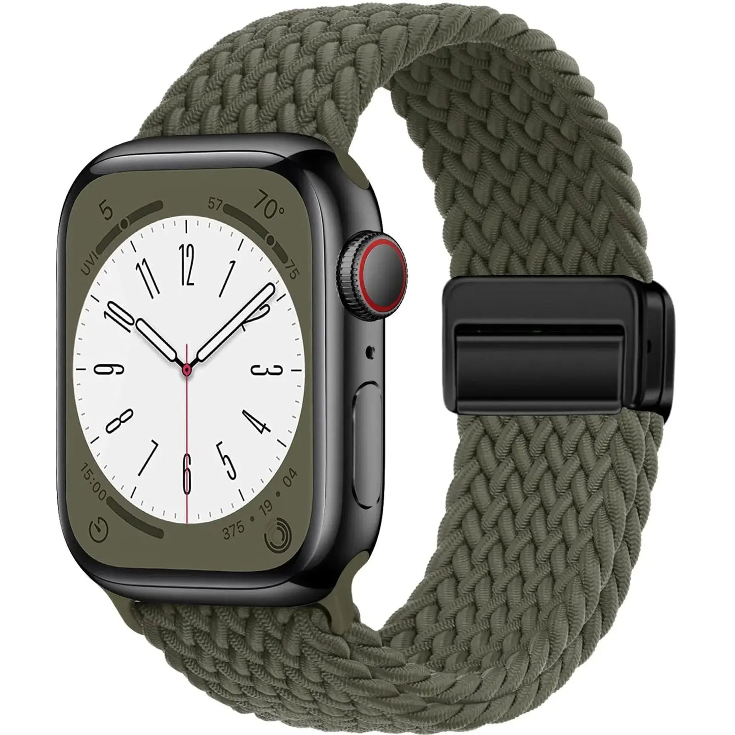 Nylon Braided Strap for Apple Watch 38-49mm, Magnetic Buckle iWatch Band Sparkling Chamber