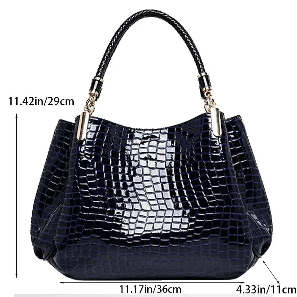 Women's Large Capacity Crocodile Print Tote Shoulder Bag Sparkling Chamber