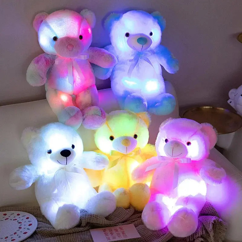 30cm Luminous LED Bear Plush Toy - Glowing Christmas Gift for Kids Sparkling Chamber