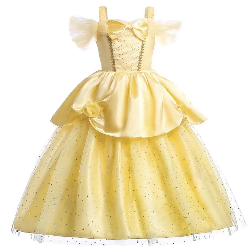 Kids Princess Costume Dress - Belle, Elsa, Anna, Rapunzel & More