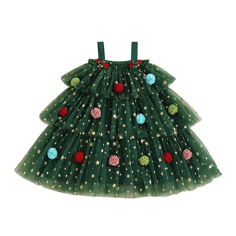 Citgeett Summer Christmas Girls' Tulle Dress with Plush Hat Sparkling Chamber