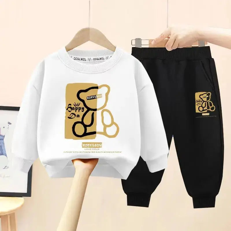 Autumn Baby Boys Cartoon Bear Sweatshirt & Pants Set Sparkling Chamber