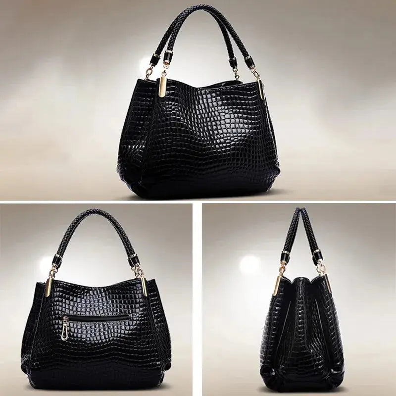 Women's Large Capacity Crocodile Print Tote Shoulder Bag Sparkling Chamber