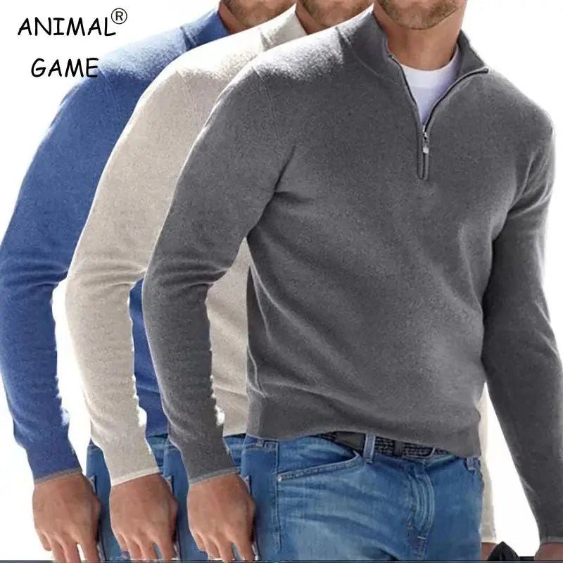 Men's Autumn Winter Warm Half-Zip Pullover Sweater Sparkling Chamber