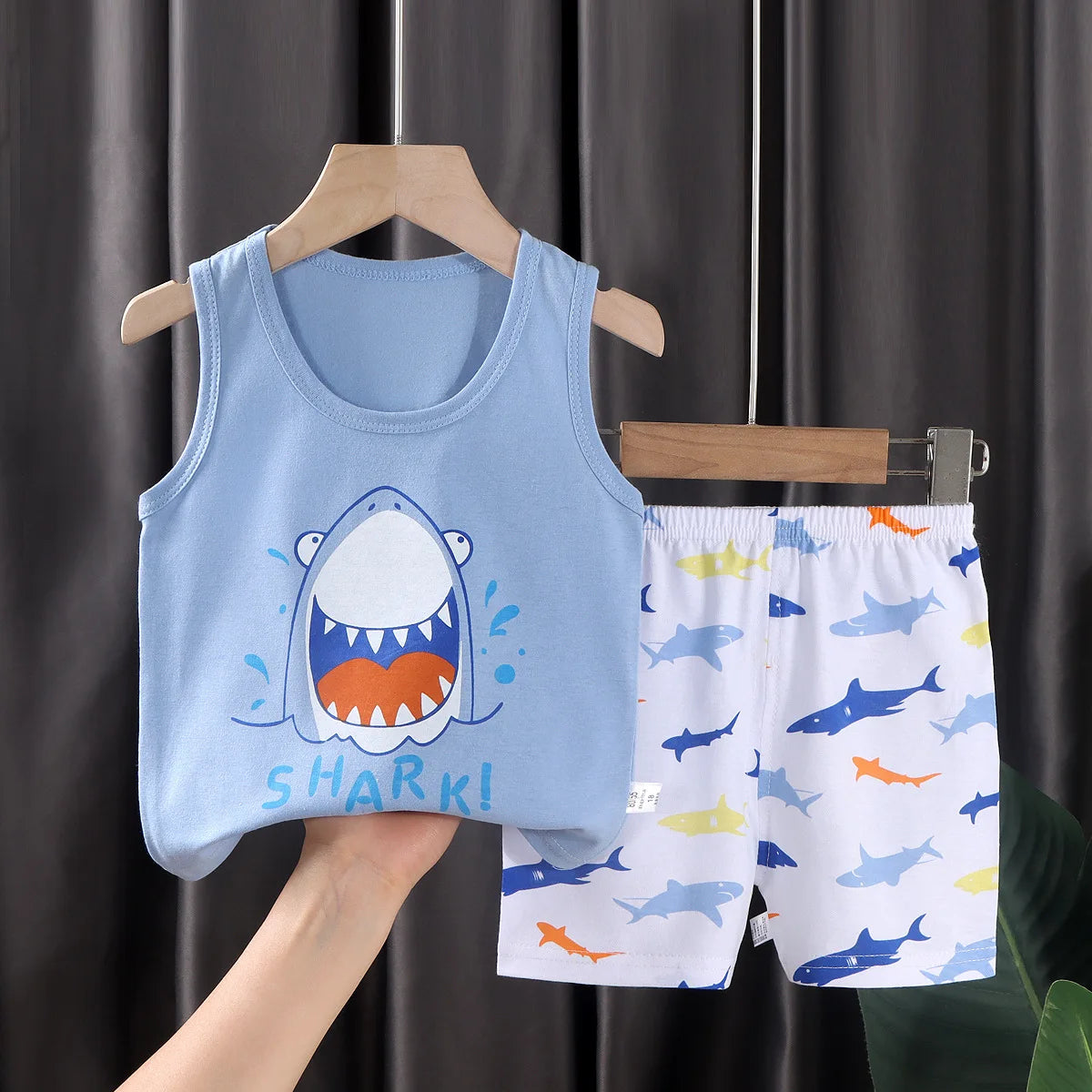 2PCS Children Clothing Vest Suit Children's Sets Summer Cotton T-Shirts Shorts Boys Girls