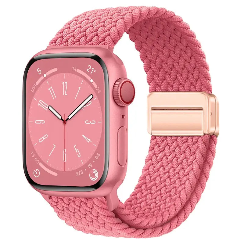 Nylon Braided Strap for Apple Watch 38-49mm, Magnetic Buckle iWatch Band Sparkling Chamber