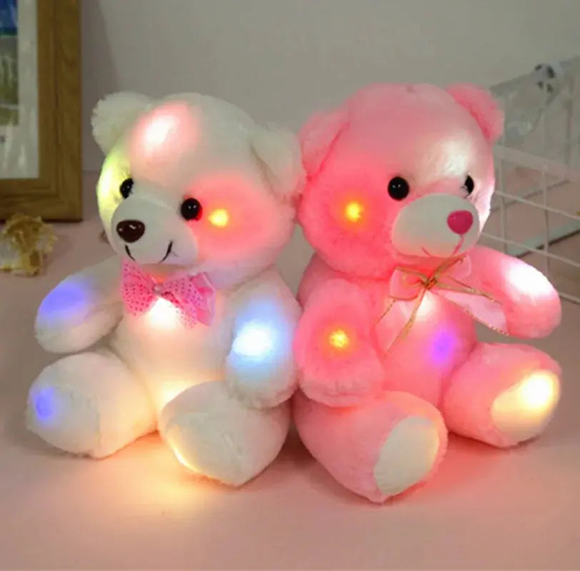 22cm Luminous LED Teddy Bear - Glowing Pink Plush Toy for Kids Sparkling Chamber