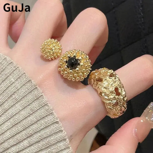 Luxury Temperament Metal Open Rings for Women Sparkling Chamber