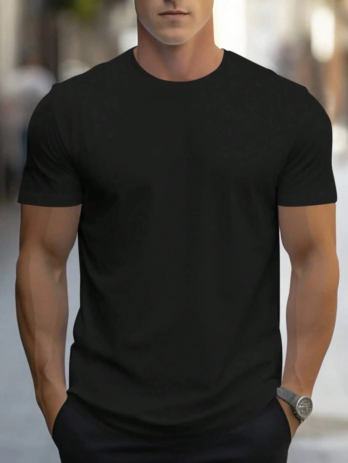 Hot Sale Solid Color Print T-Shirts for Men - Casual Summer Oversize Cotton Tees Sparkling Chamber