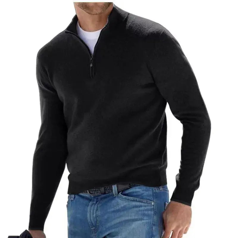 Men's Autumn Winter Warm Half-Zip Pullover Sweater Sparkling Chamber