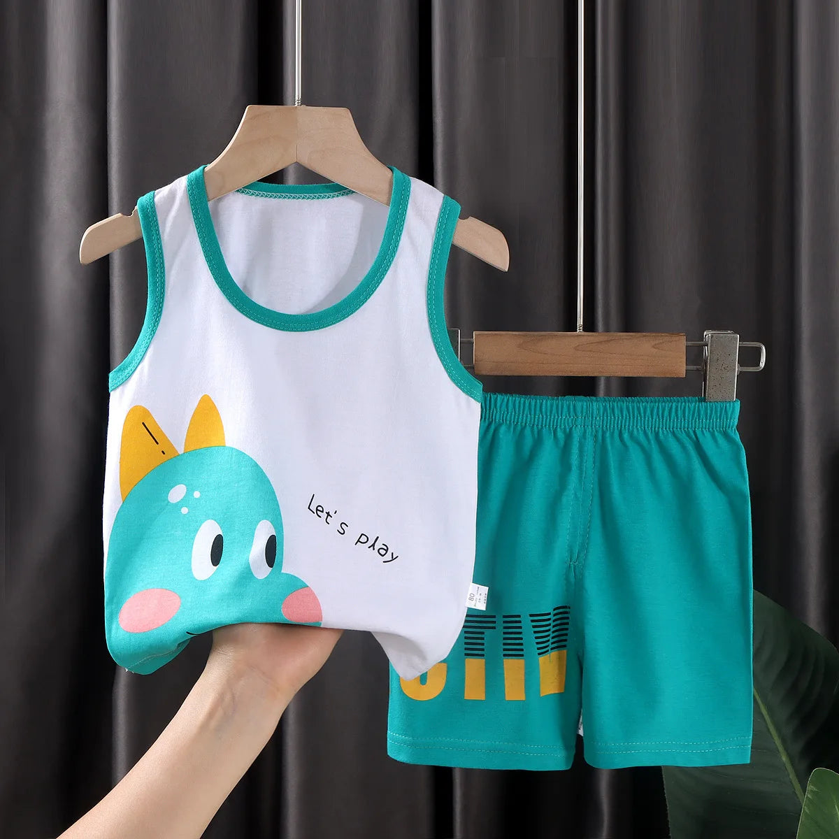 2PCS Children Clothing Vest Suit Children's Sets Summer Cotton T-Shirts Shorts Boys Girls