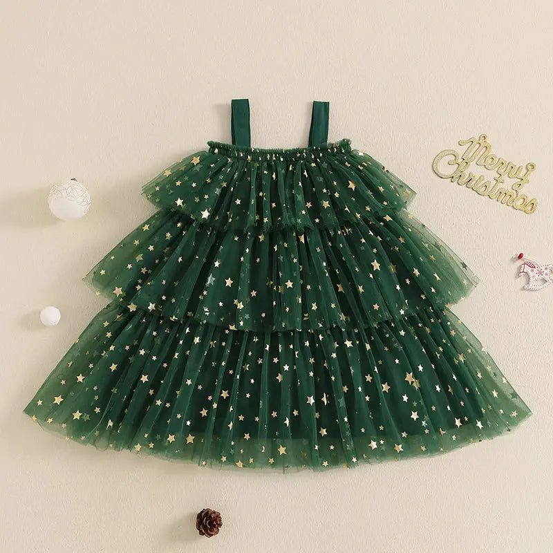 Citgeett Summer Christmas Girls' Tulle Dress with Plush Hat Sparkling Chamber