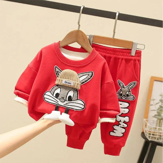 Autumn Kid Boy Clothes Set Cartoon Printed Sweatshirts Pullover Top Sparkling Chamber