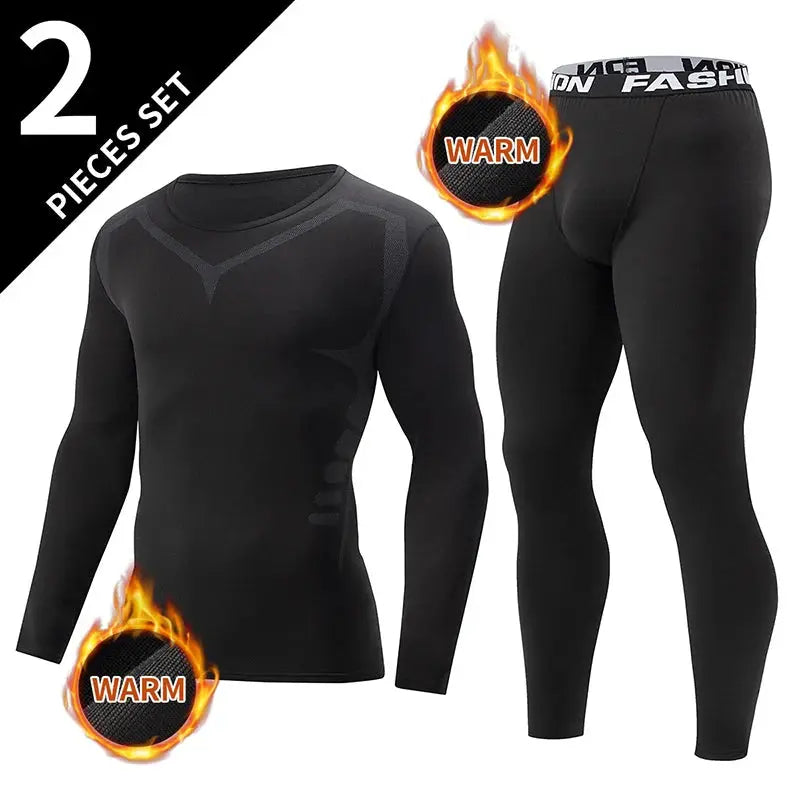 2-Piece Men's Tight Warm Long-Sleeved Sports Set for Autumn & Winter Sparkling Chamber