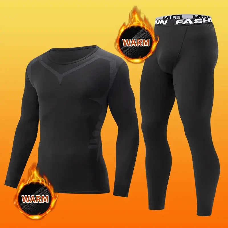 2-Piece Men's Tight Warm Long-Sleeved Sports Set for Autumn & Winter Sparkling Chamber