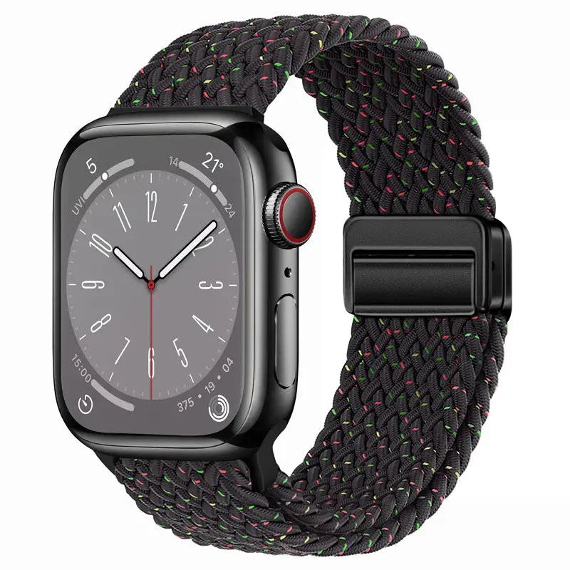 Nylon Braided Strap for Apple Watch 38-49mm, Magnetic Buckle iWatch Band Sparkling Chamber