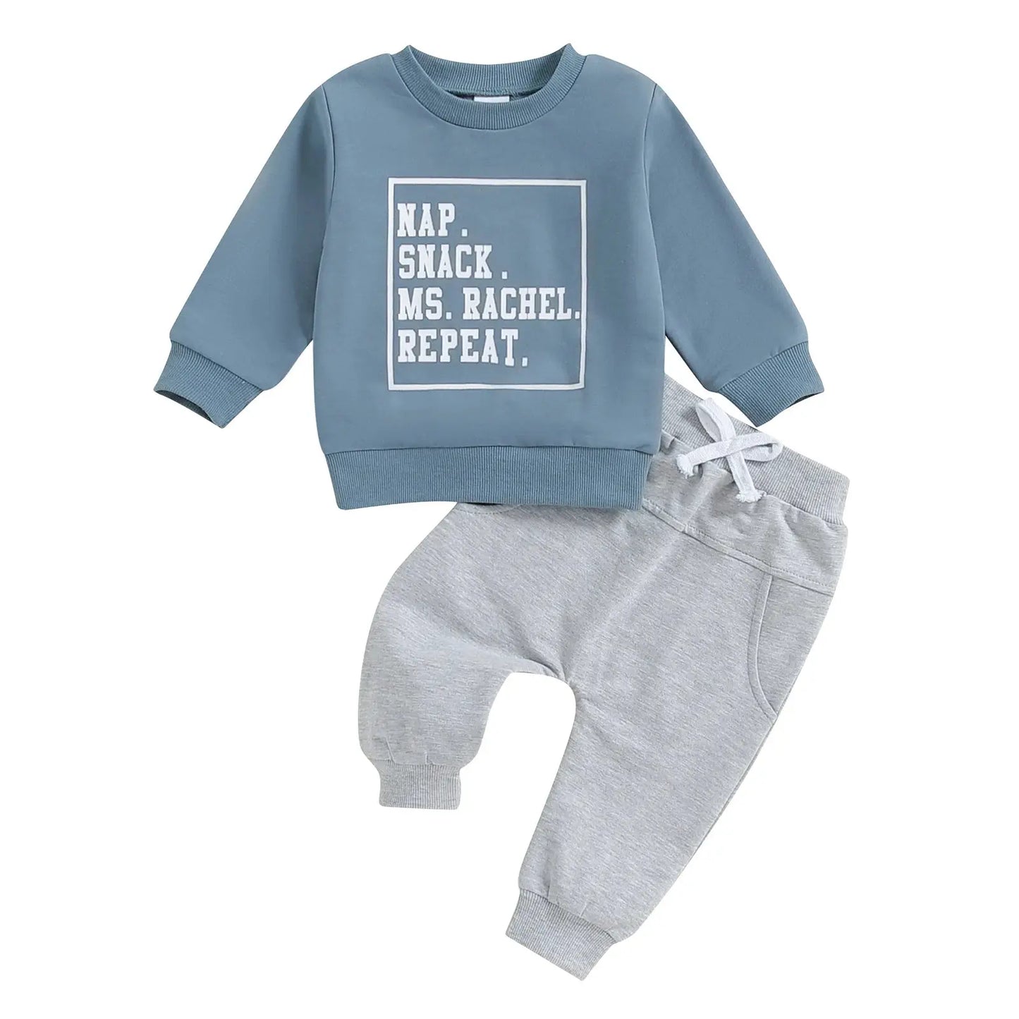 Toddler Boys Fall Outfit – Letter Print Sweatshirt & Elastic Pants Set Sparkling Chamber