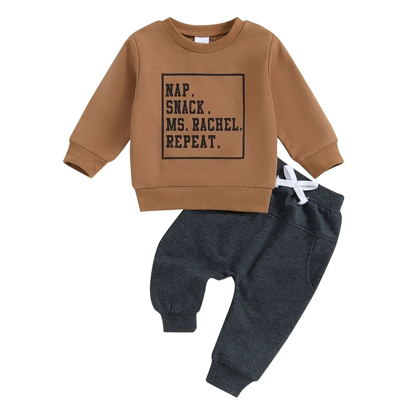 Toddler Boys Fall Outfit – Letter Print Sweatshirt & Elastic Pants Set Sparkling Chamber