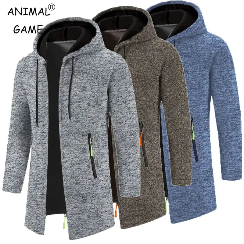 Men's Oversized Zipper Hoodie Sweatshirt - Black Winter Jacket Sparkling Chamber