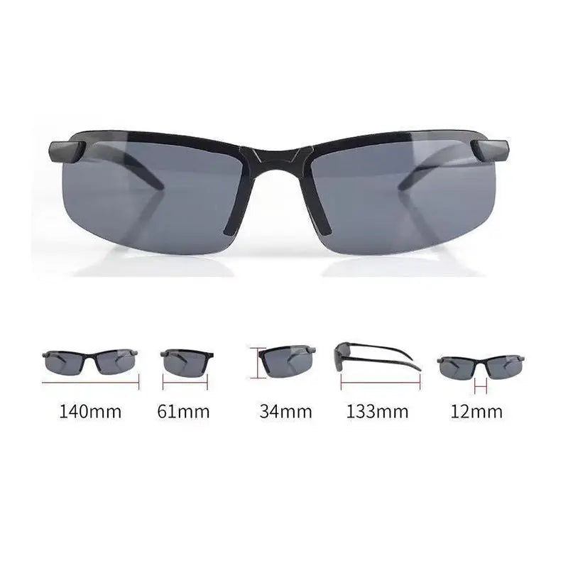 Night Vision Glasses Men Anti-Glare Driving Half Frame Sunglasses for Driver Outdoor Sparkling Chamber