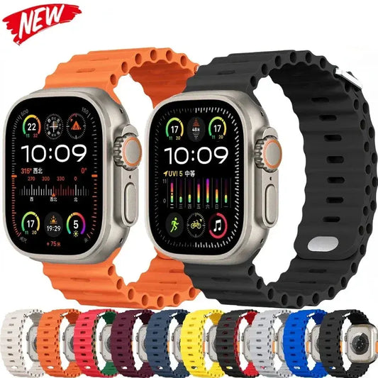 Ocean Silicone Strap for Apple Watch Ultra 2 Series Sparkling Chamber