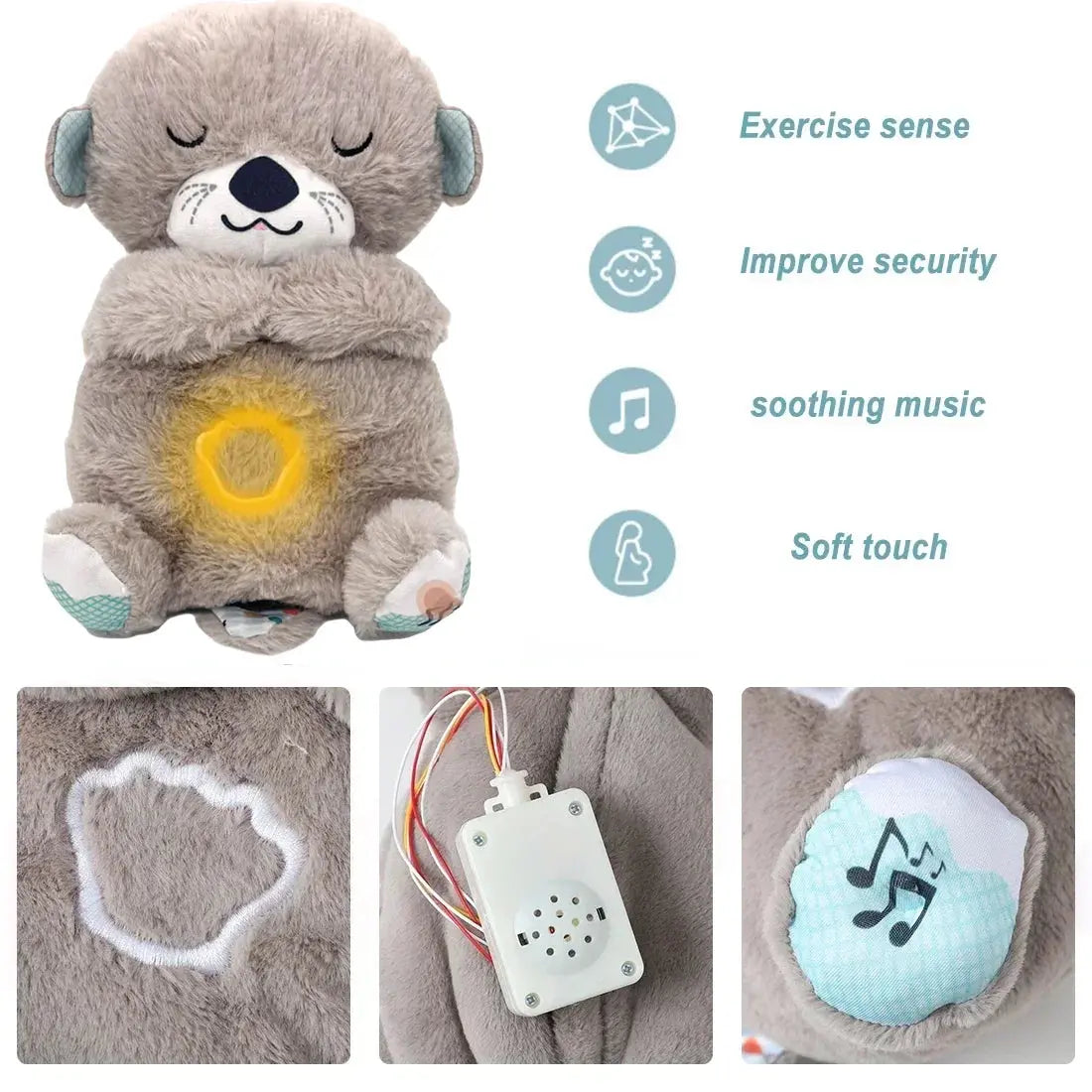 Breathing Bear Baby Soothing Otter Plush Doll Toy Sparkling Chamber