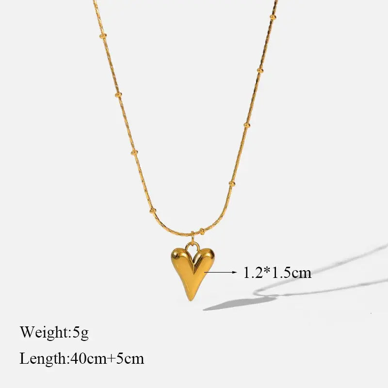 EILIECK Gold Heart Necklace & Earrings Set for Women Sparkling Chamber