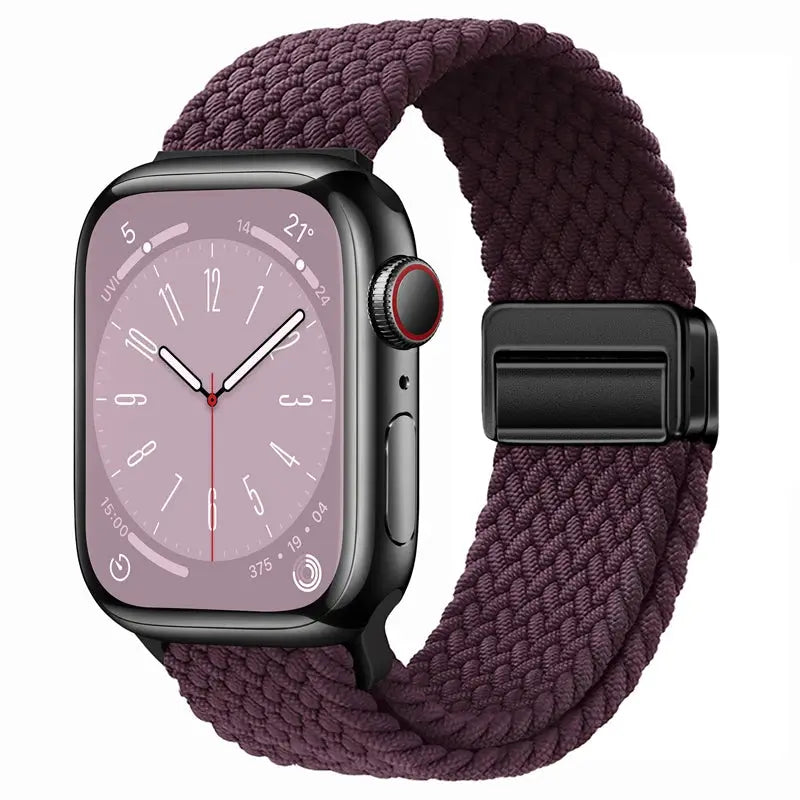 Nylon Braided Strap for Apple Watch 38-49mm, Magnetic Buckle iWatch Band Sparkling Chamber