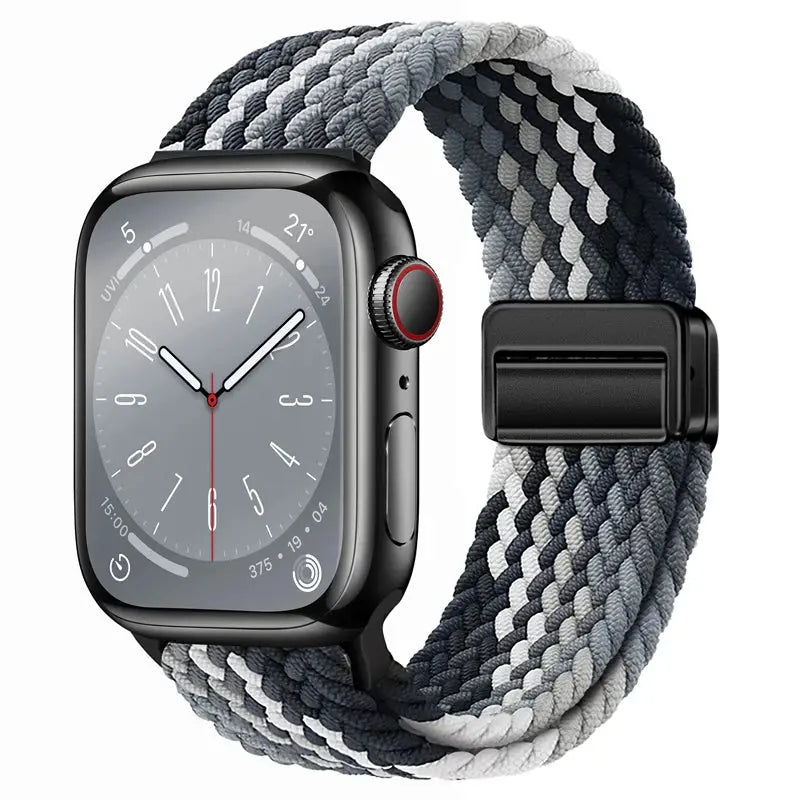 Nylon Braided Strap for Apple Watch 38-49mm, Magnetic Buckle iWatch Band Sparkling Chamber