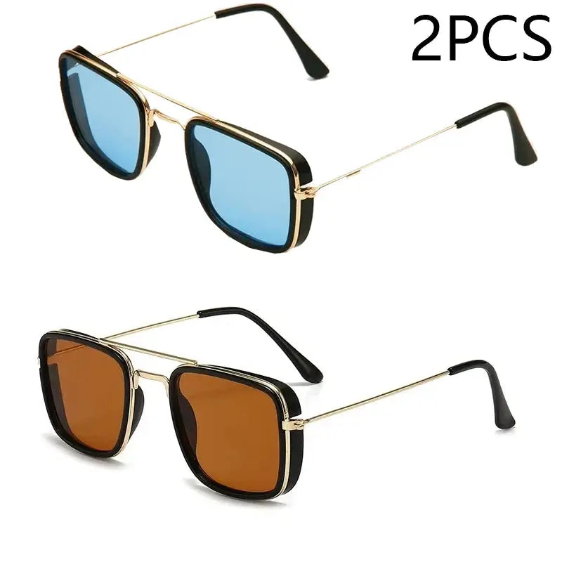 Fashion Sunglasses European and American Metal Small Square Frame Korean Version Glasses Retro Square Sunglasses UV Protection Sparkling Chamber