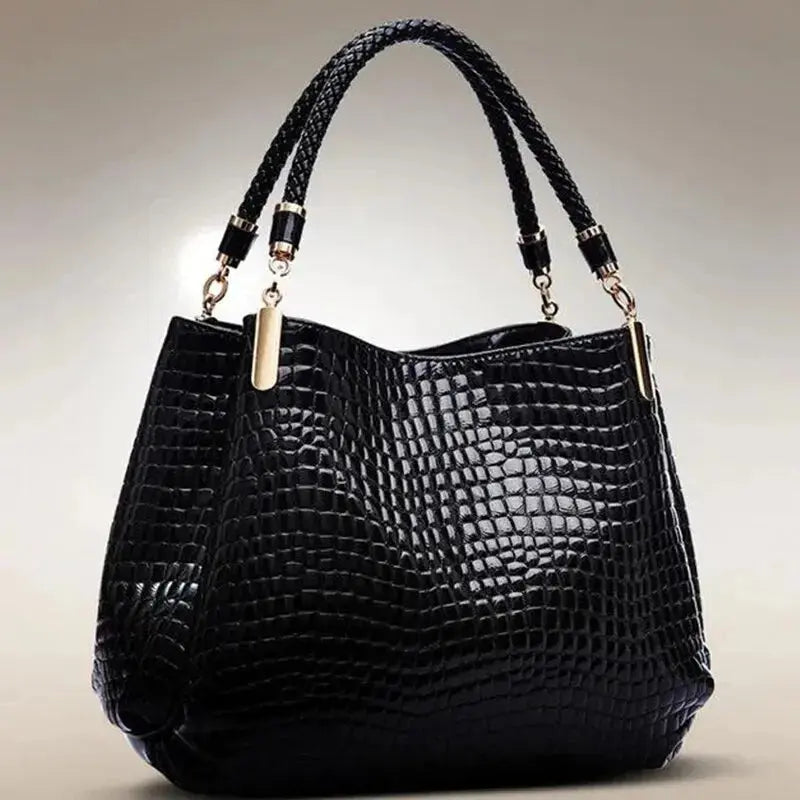 Women's Large Capacity Crocodile Print Tote Shoulder Bag Sparkling Chamber