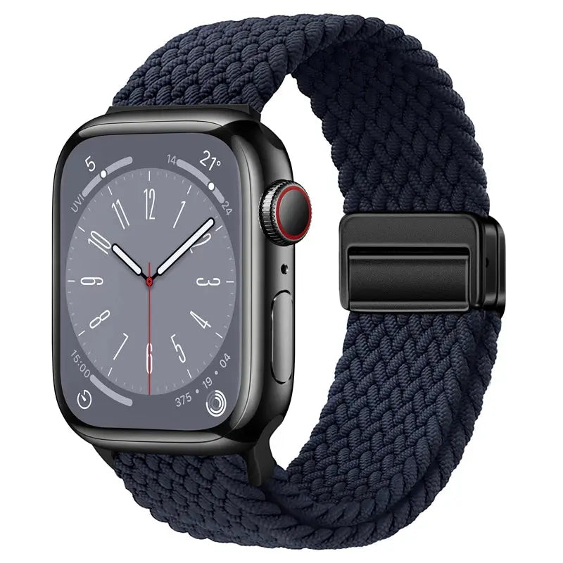 Nylon Braided Strap for Apple Watch 38-49mm, Magnetic Buckle iWatch Band Sparkling Chamber