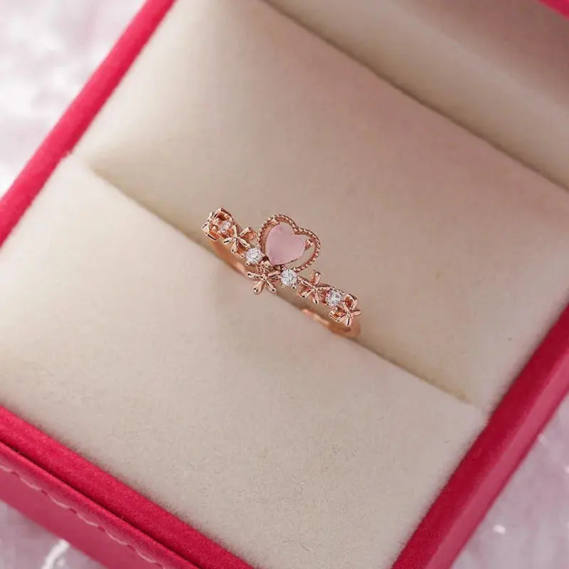 Korean Delicate Flower Zircon Rings for Women Sparkling Chamber