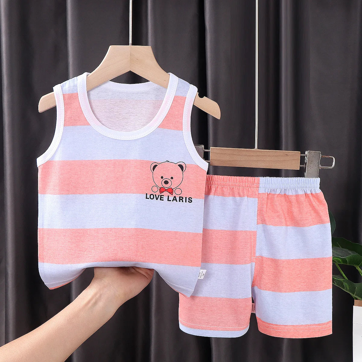 2PCS Children Clothing Vest Suit Children's Sets Summer Cotton T-Shirts Shorts Boys Girls